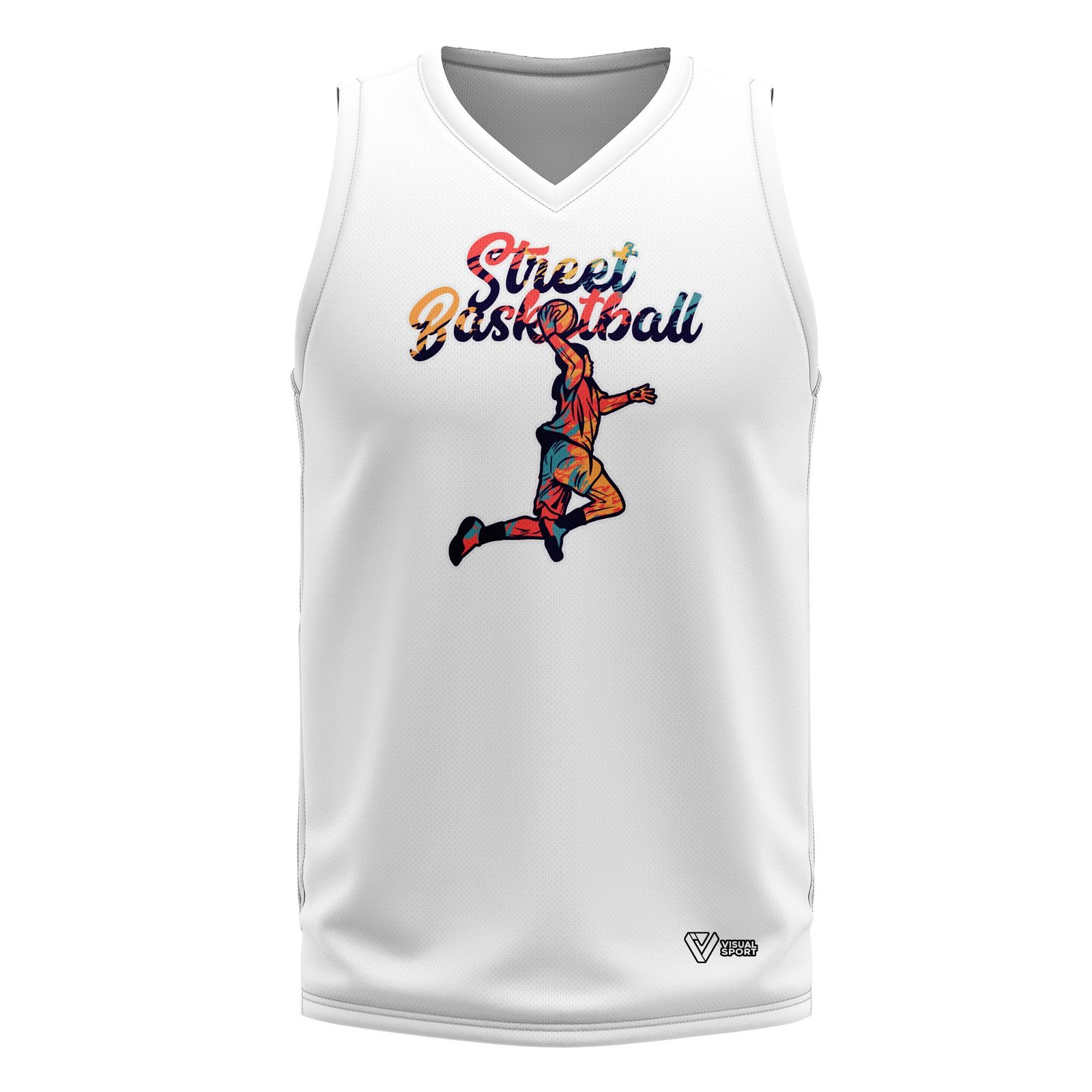 Peto Masculino sencillo Baloncesto "Street Basketball" Blanco