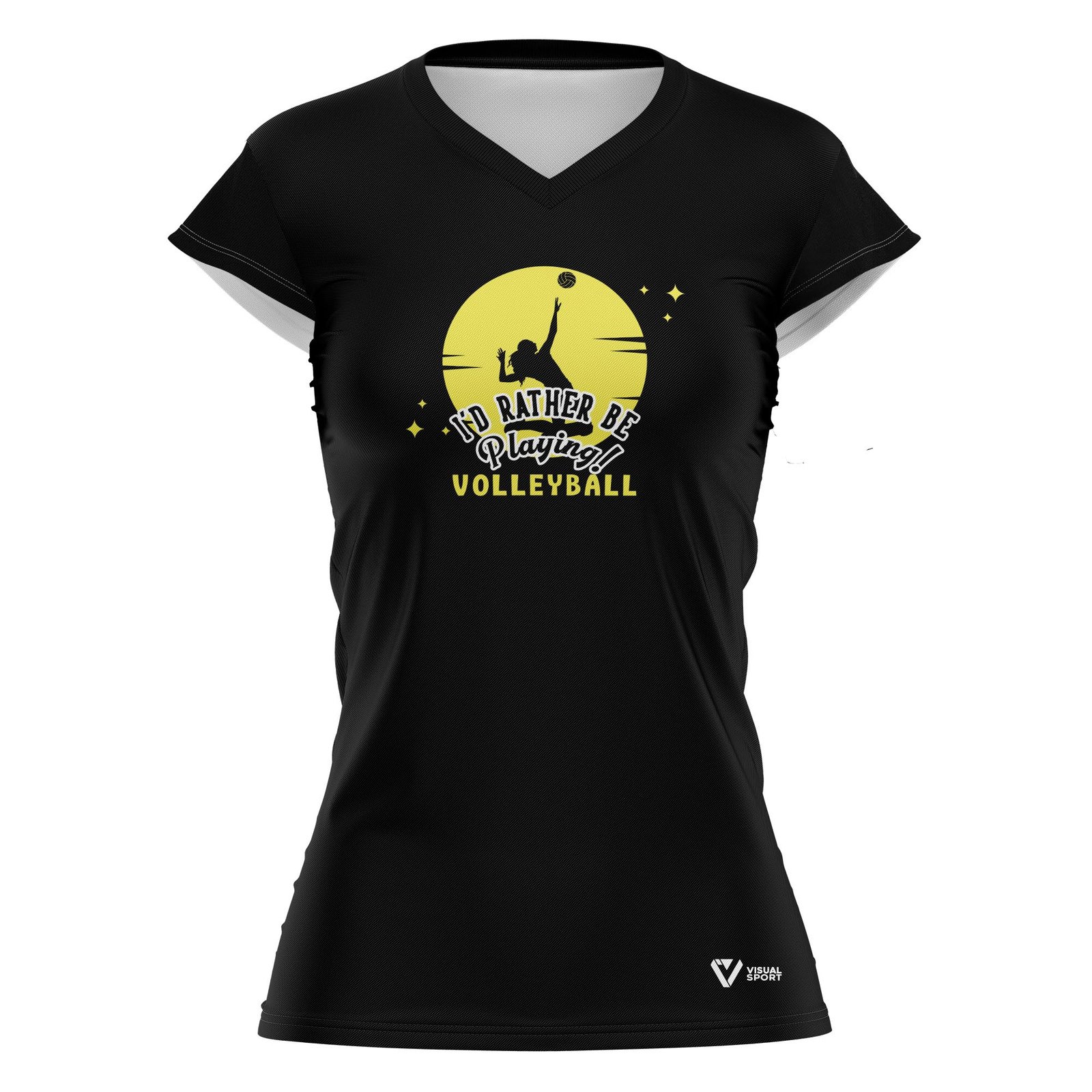 Camiseta Voleibol "I'd Rather be playing" femenino Negra