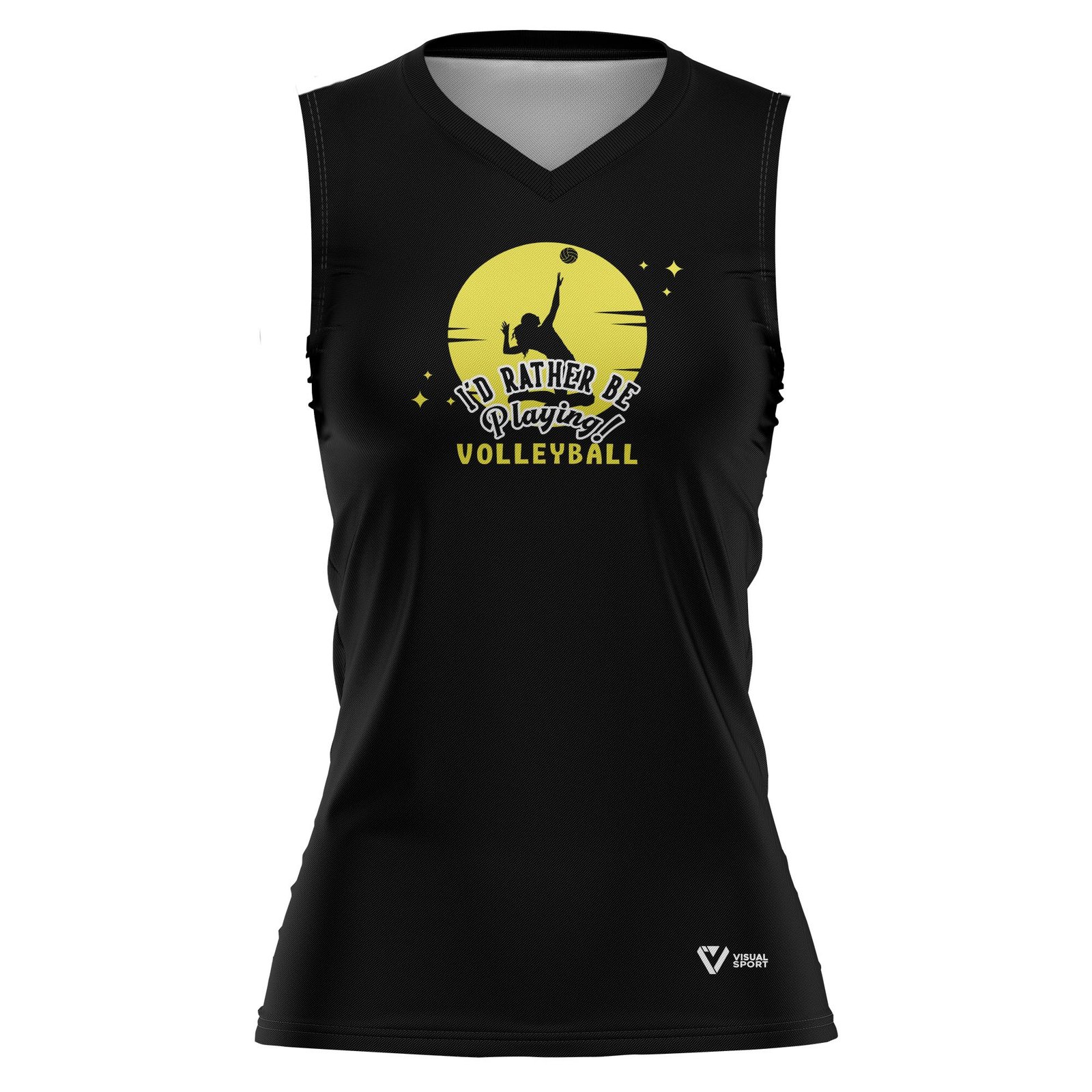 Peto sencillo Voleibol "I'd Rather be playing" femenino negro