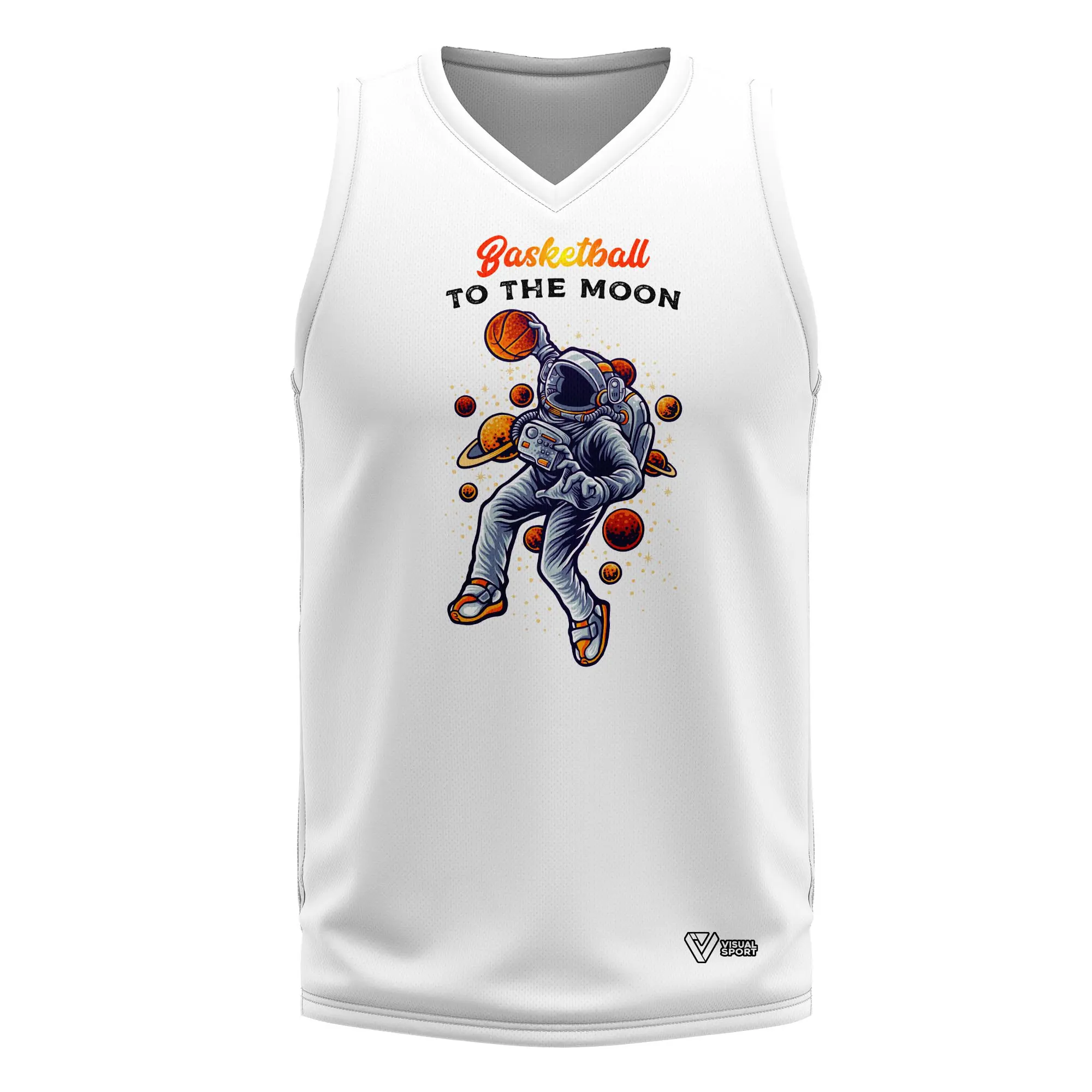 Peto sencillo Baloncesto masculino "To the Moon" Blanco